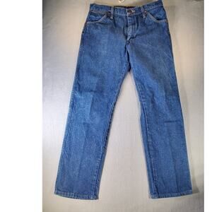 vintage Wrangler Jeans Men Made USA 30x29 Dark Wash Straight Leg Cowboy Western